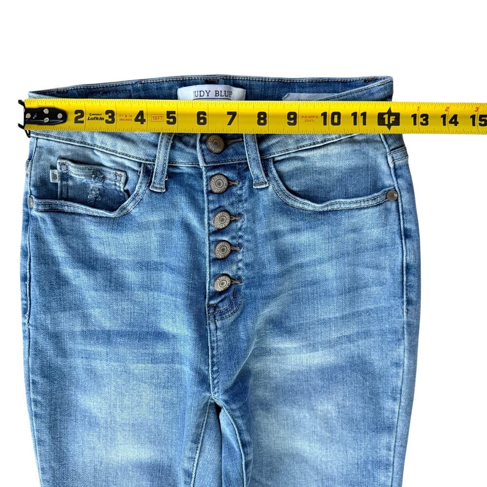Judy Blue Skinny Jeans Distressed Button Fly Mid Rise Stretch Denim Size 3 - Picture 12 of 16